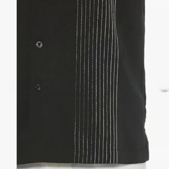 Cubavera Men's Striped Panel Dobby Short Sleeve Button-Down Shirt, Regular Fit - Picture 3 of 8